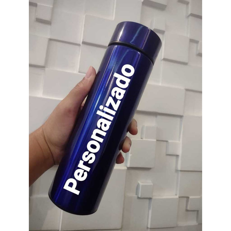 Garrafa Térmica Led com Termômetro 500ML(Personalizado)-AZUL