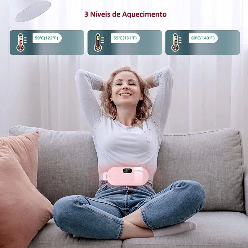 Cinta Aquecimento Alivio Cólica Menstrual Esquenta Vibração Almofada USB