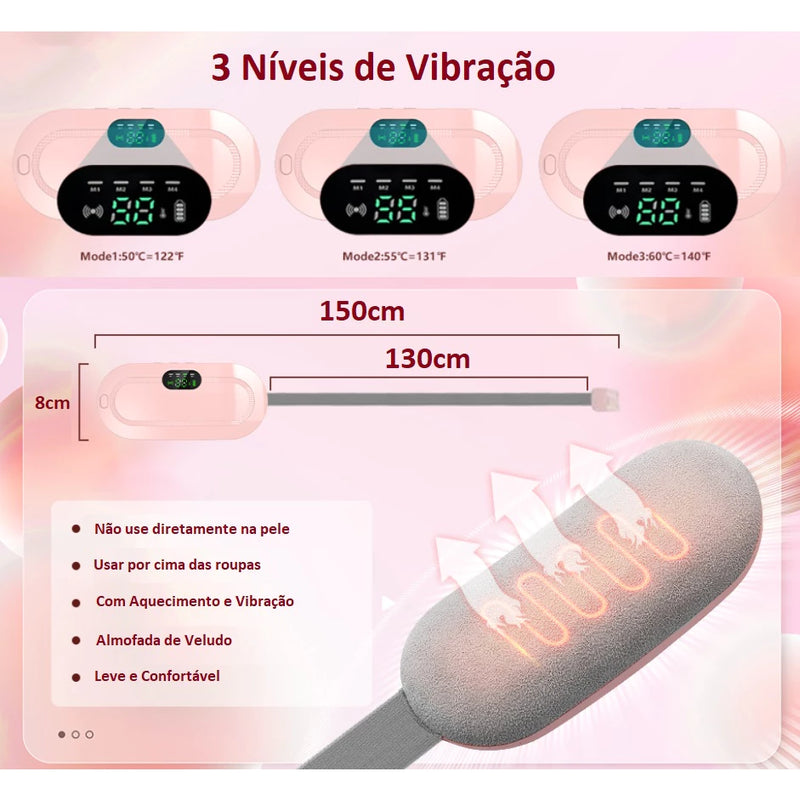 Cinta Aquecimento Alivio Cólica Menstrual Esquenta Vibração Almofada USB