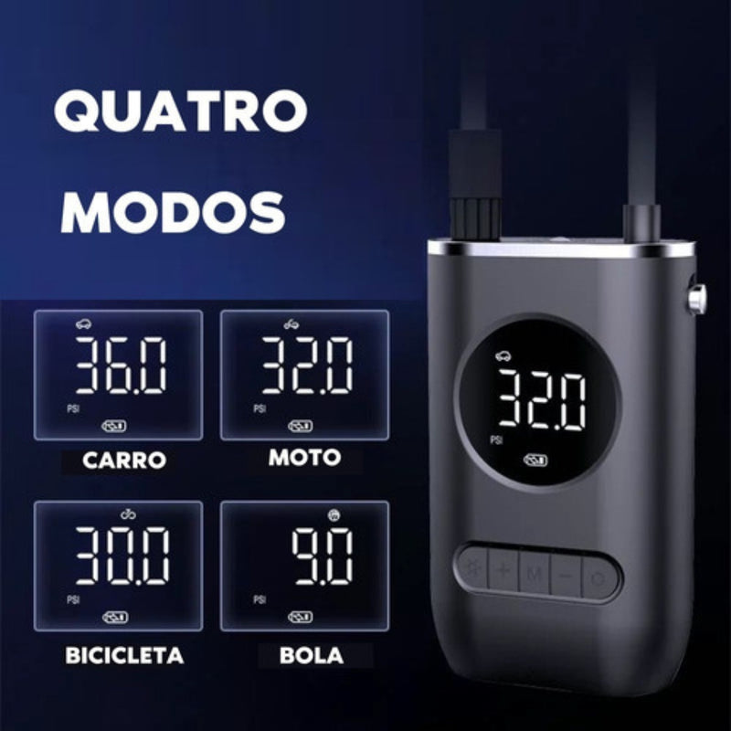 Mini Calibrador Compressor Elétrico Digital Portátil Pneu Carro Bike