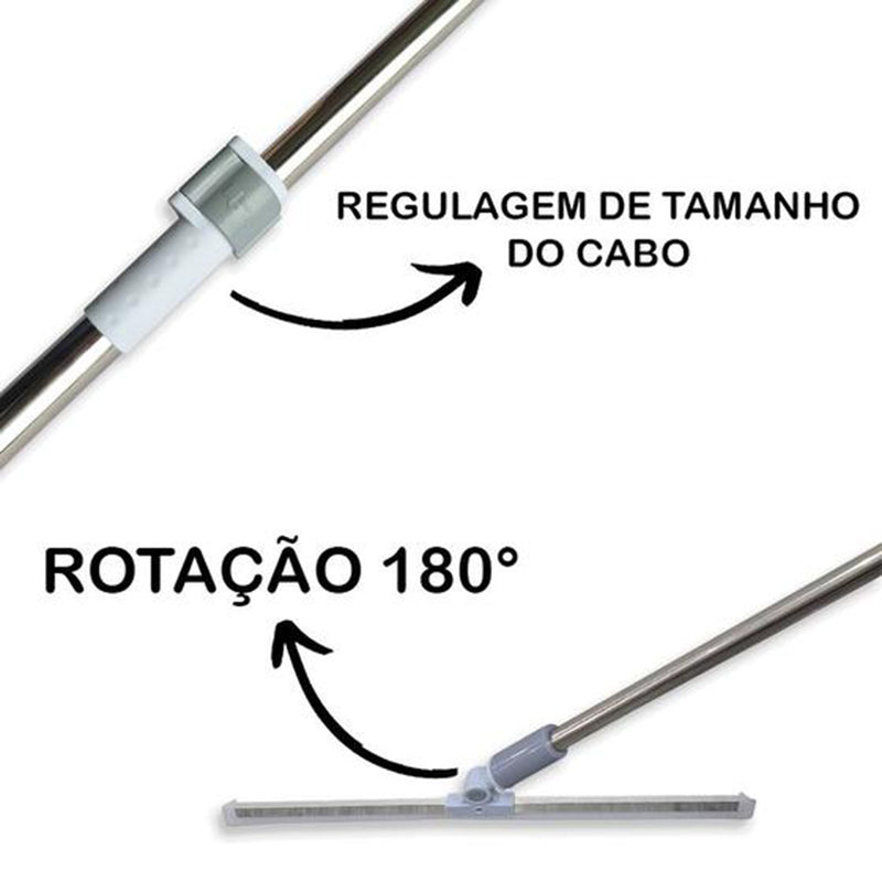 Rodo Mágico Multifuncional 2 em 1 Cabo Extensor Limpa Vidros